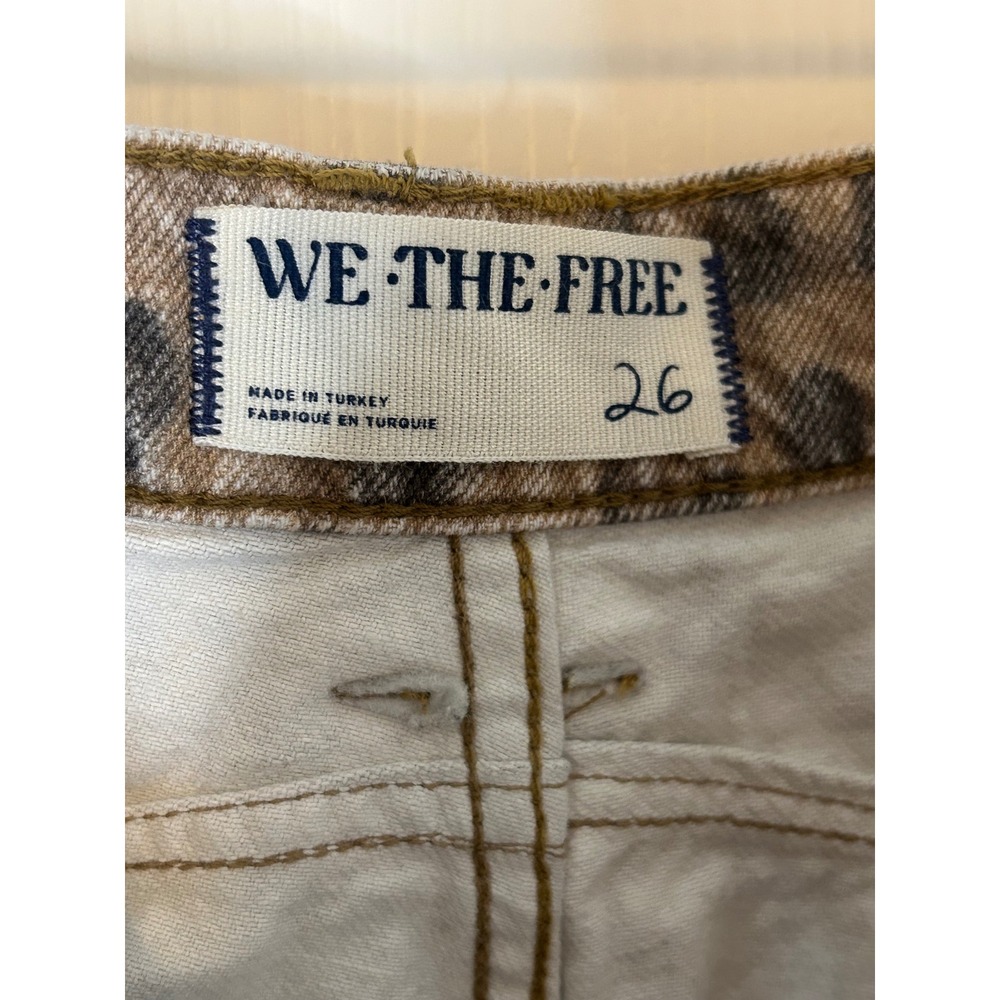 We The Free Good Luck Barrel Jeans Leopard Print Mid Rise Button Fly 26 Brown - Picture 4 of 9